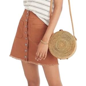 Madewell Button-Front Brown Mini Skirt